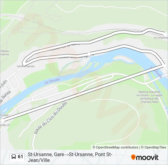 Plan de la ligne 61 de bus