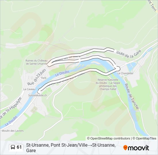61 Bus Line Map