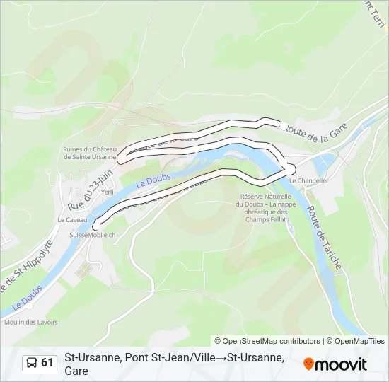 61 Bus Line Map