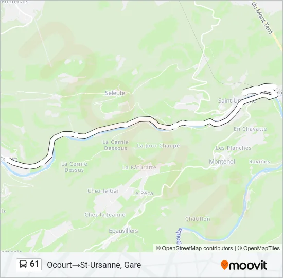 61 Bus Line Map