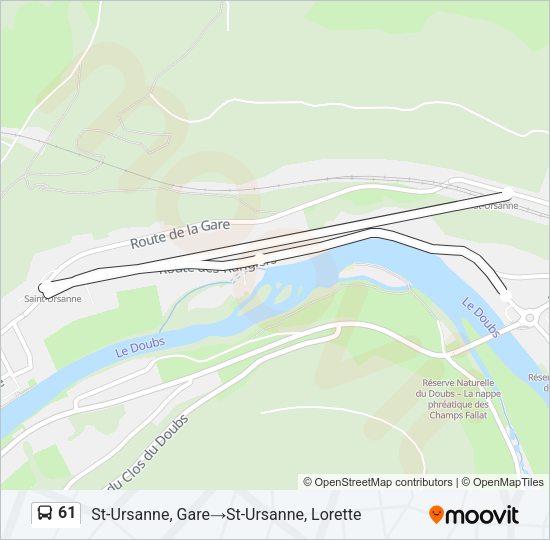 61 Bus Line Map