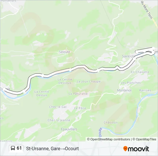 61 Bus Line Map
