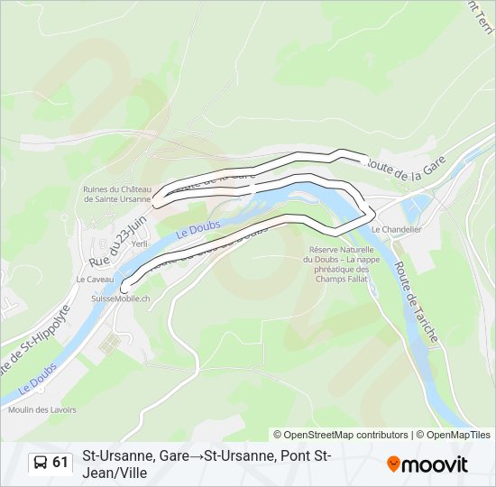 61 Bus Line Map