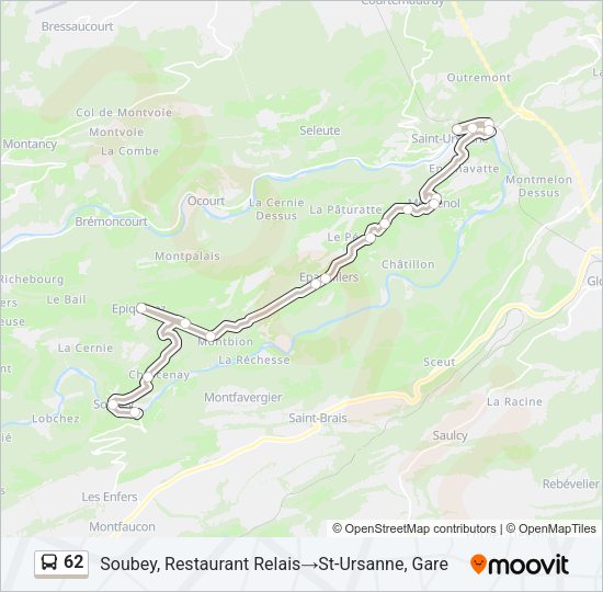 62 Bus Line Map