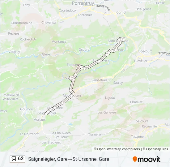 62 Bus Line Map