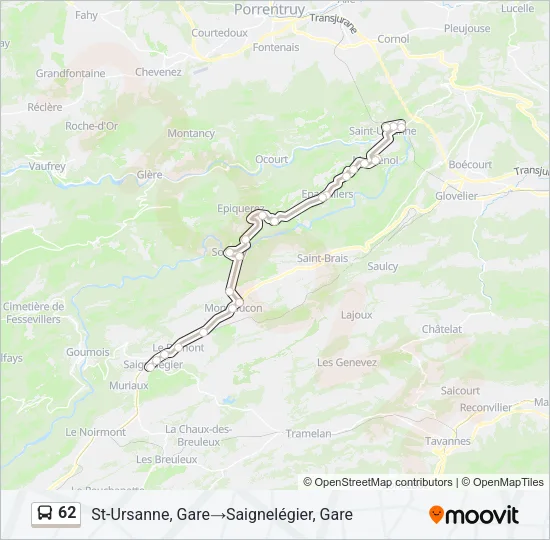 62 Bus Line Map
