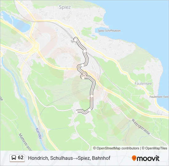 Plan de la ligne 62 de bus