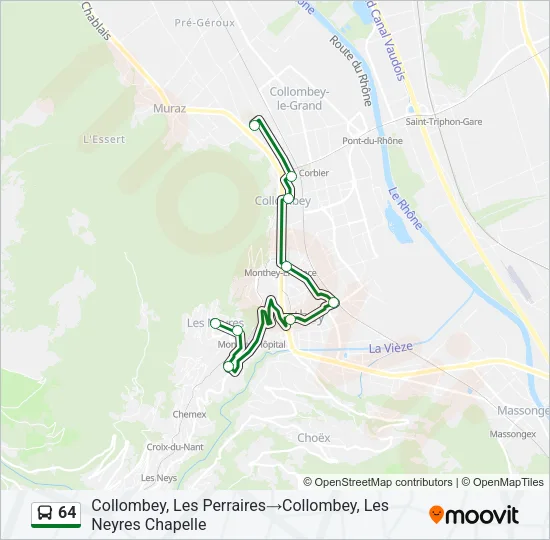 Plan de la ligne 64 de bus