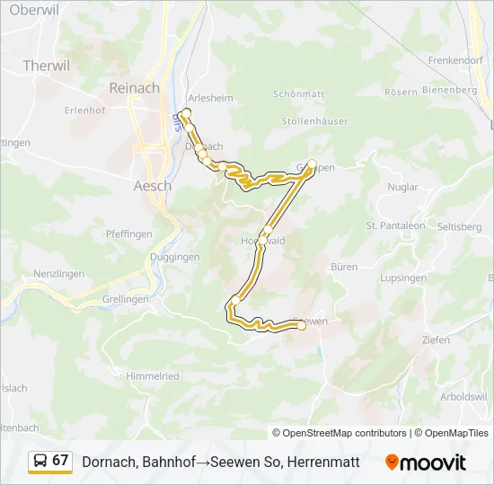 Plan de la ligne 67 de bus