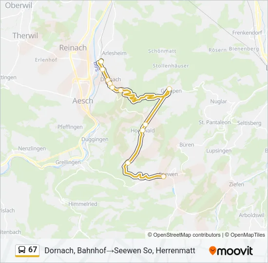 Plan de la ligne 67 de bus