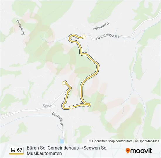 Plan de la ligne 67 de bus