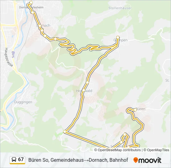 Plan de la ligne 67 de bus