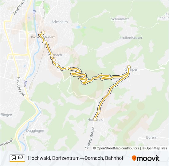 67 Bus Line Map