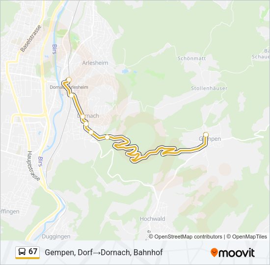 67 Bus Line Map