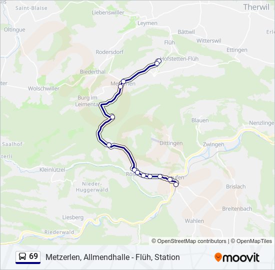 69 bus Line Map