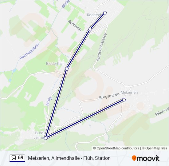 69 bus Line Map