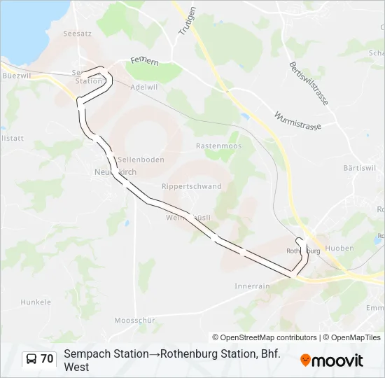 70 Bus Line Map