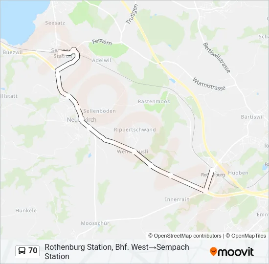 70 Bus Line Map