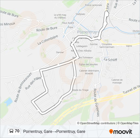 70 Bus Line Map
