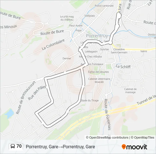70 Bus Line Map