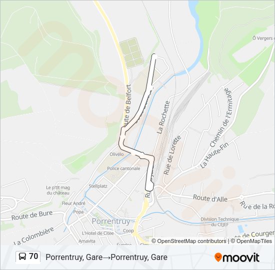 70 Bus Line Map