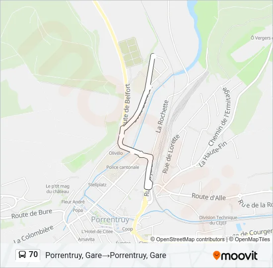 70 Bus Line Map