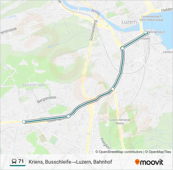 71 Route - Kriens, Busschleife‎→Luzern, Bahnhof: Fahrpläne ...