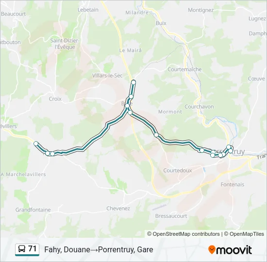 71 Bus Line Map