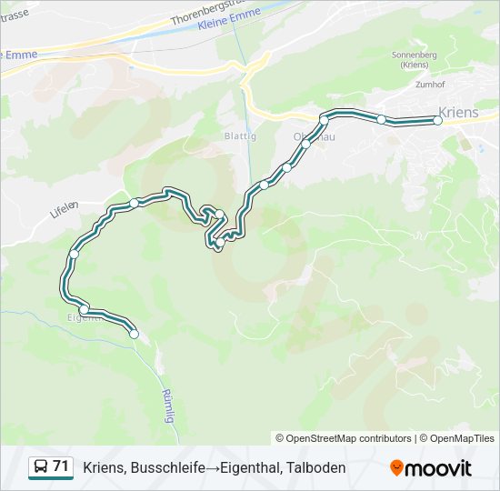 71 Bus Line Map