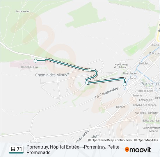 71 Bus Line Map