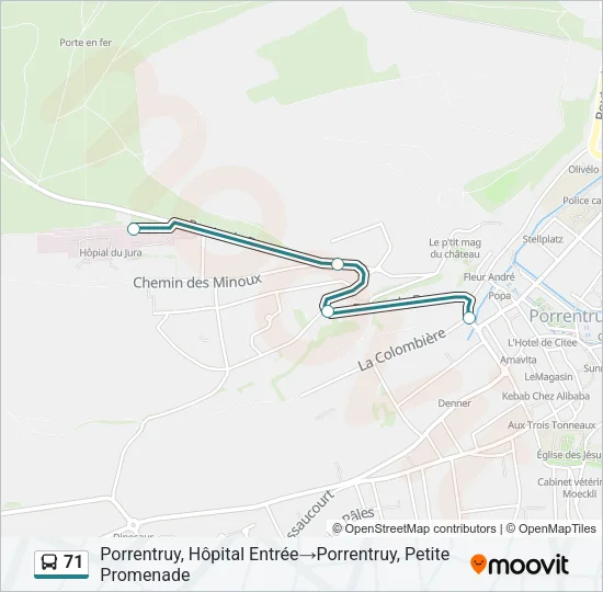 71 Bus Line Map