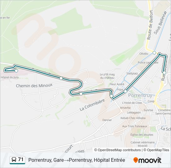 71 Bus Line Map