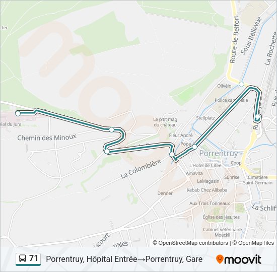 71 Bus Line Map