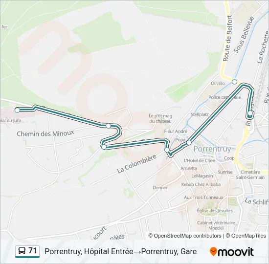 71 Bus Line Map