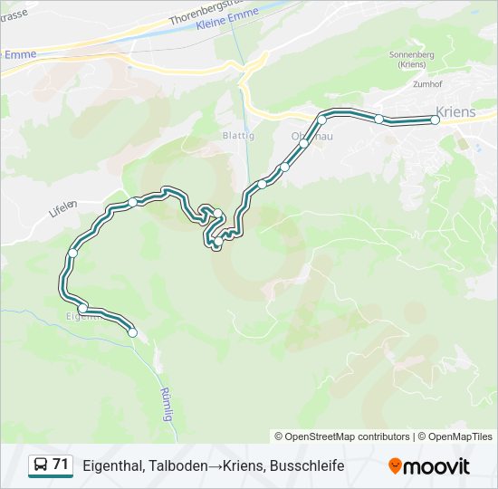 71 Bus Line Map