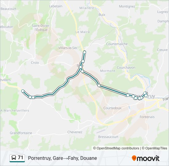 71 Bus Line Map