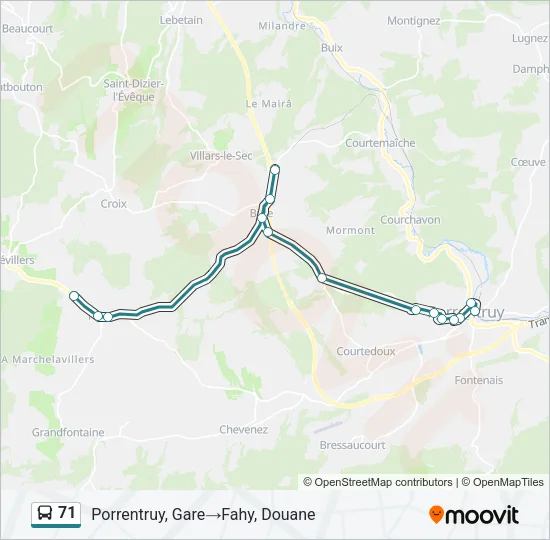 71 Bus Line Map