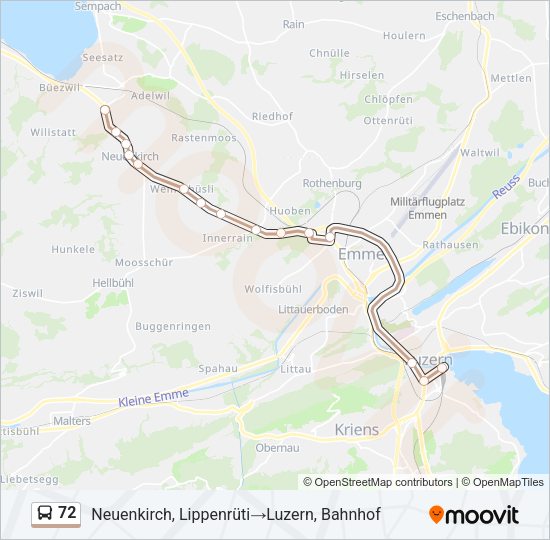 72 Bus Line Map