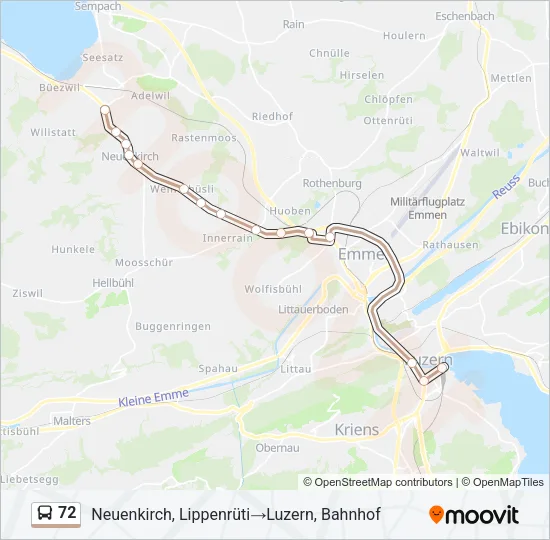 72 Bus Line Map