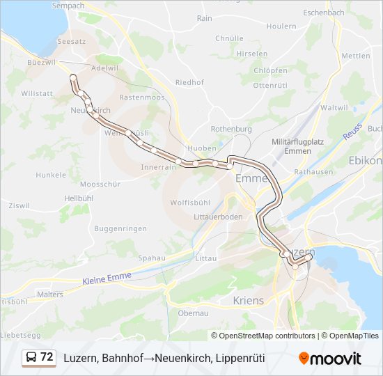 72 Bus Line Map