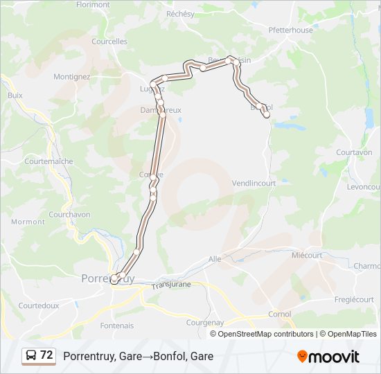 72 Bus Line Map