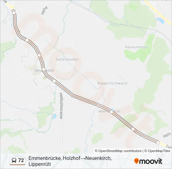 Plan de la ligne 72 de bus