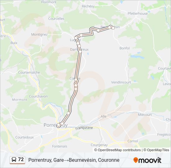 72 Bus Line Map