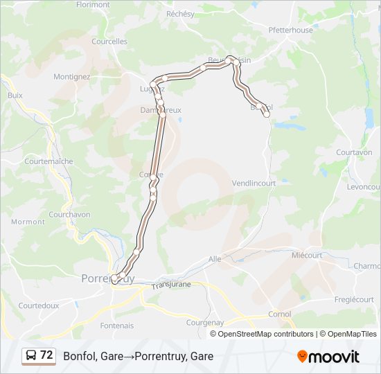 72 Bus Line Map