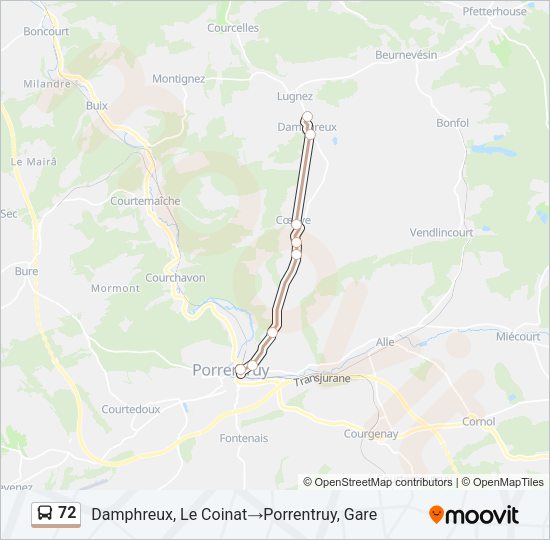 72 Bus Line Map