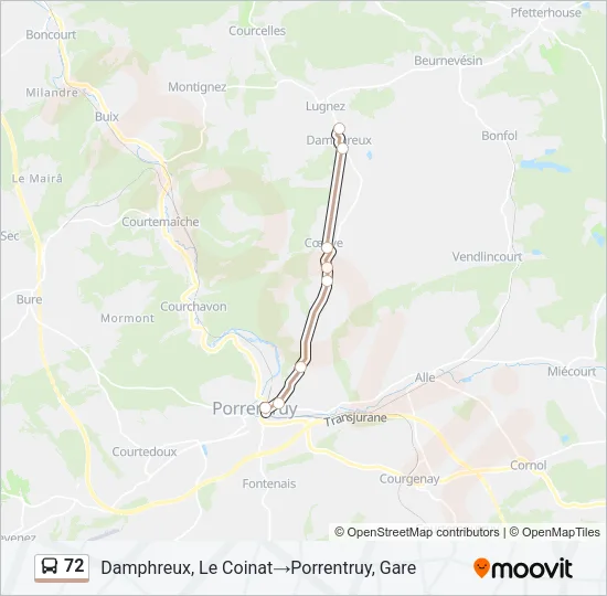 72 Bus Line Map