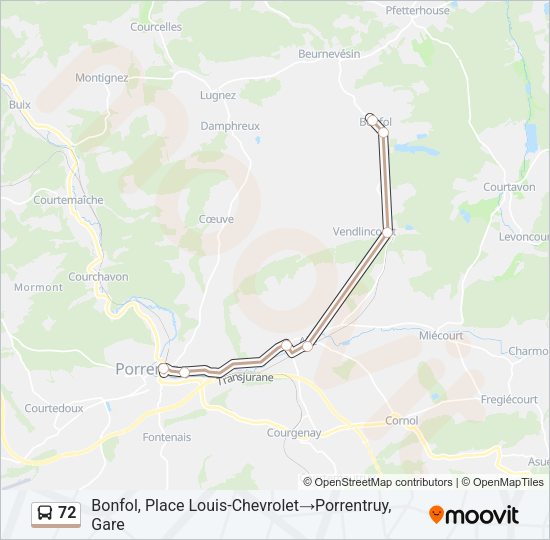 72 Bus Line Map