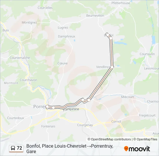 72 Bus Line Map