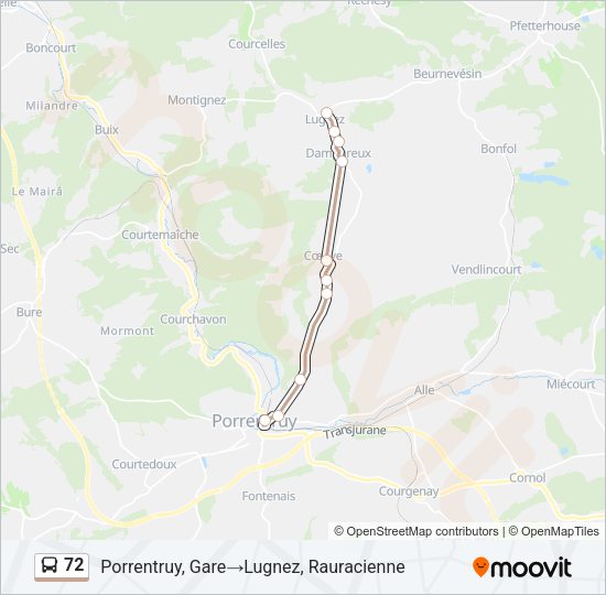 72 Bus Line Map