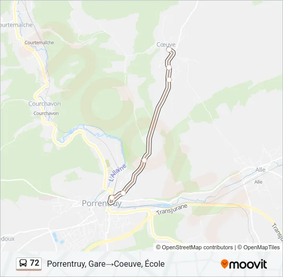 72 Bus Line Map